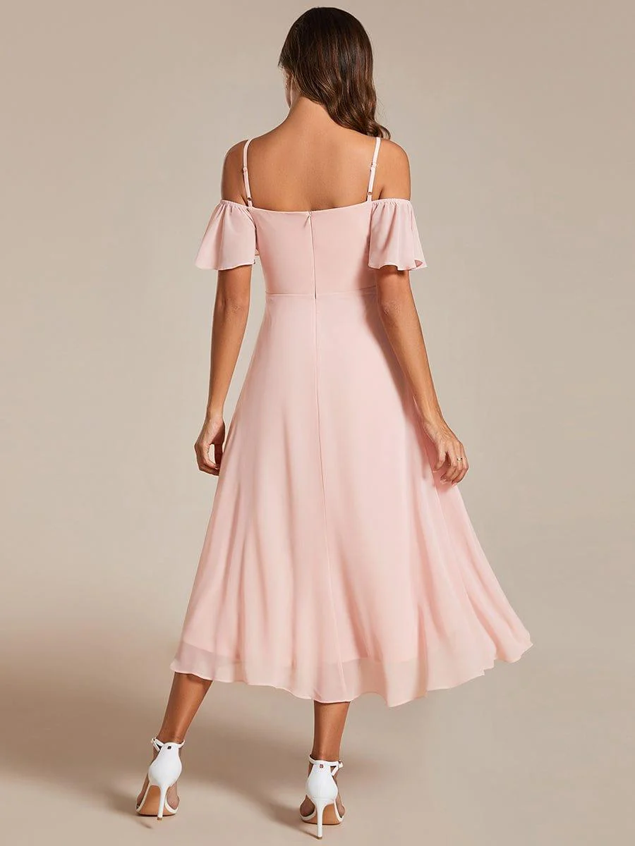 ever JORDANE|Off-Shoulder High-Low Chiffon Wedding Guest Dresses with Short Sleeves - Image 28