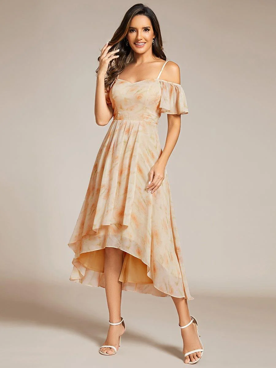 ever JORDANE|Off-Shoulder High-Low Chiffon Wedding Guest Dresses with Short Sleeves - Image 35