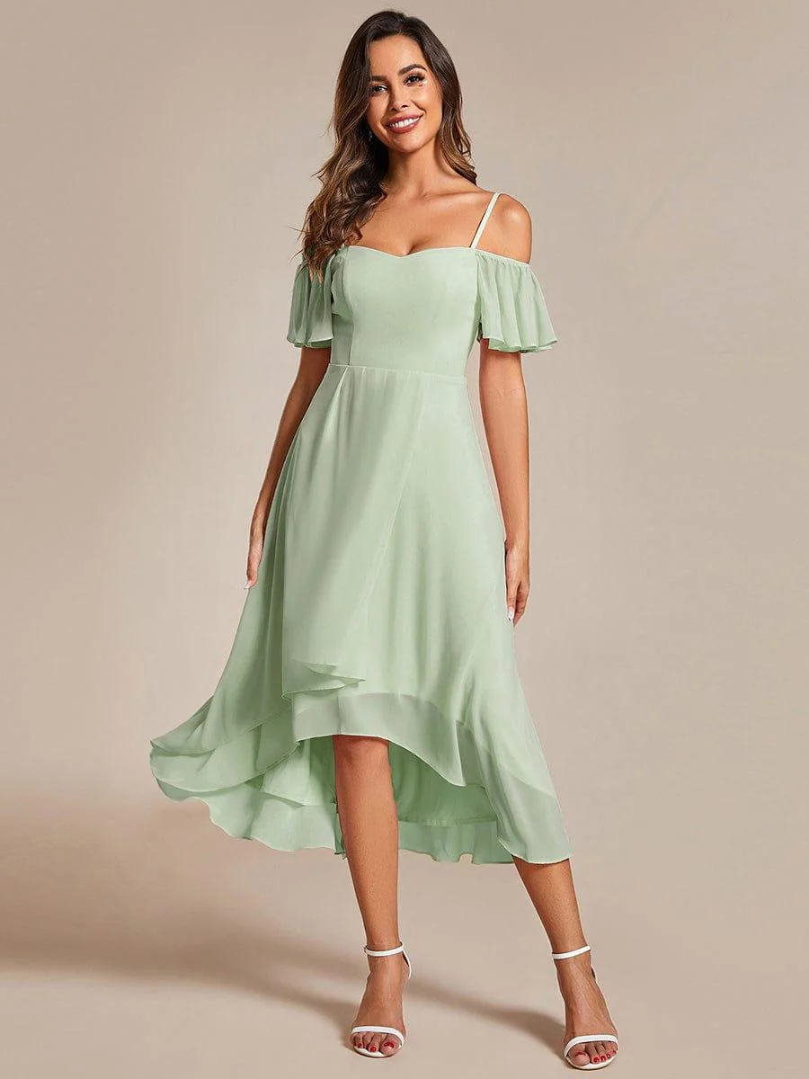 ever JORDANE|Off-Shoulder High-Low Chiffon Wedding Guest Dresses with Short Sleeves - Image 45