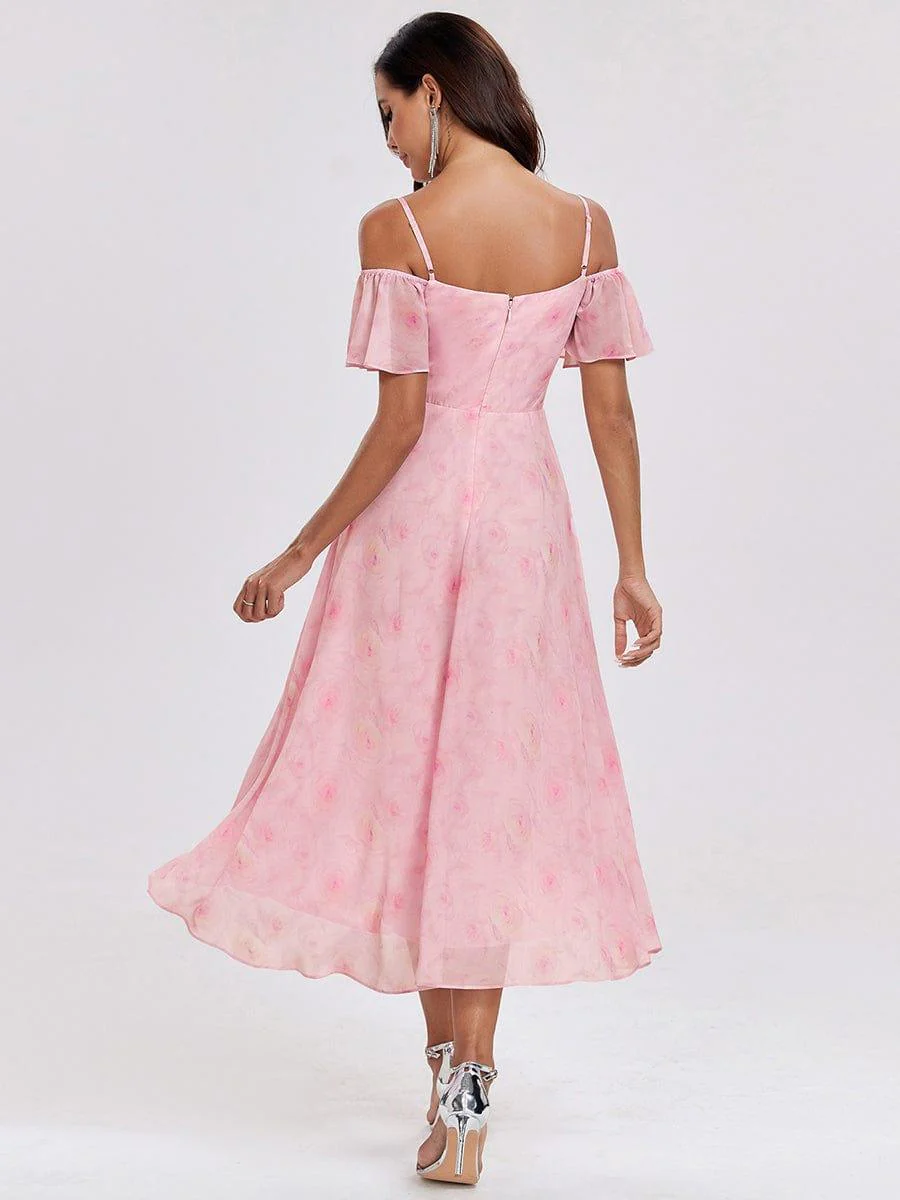 ever JORDANE|Off-Shoulder High-Low Chiffon Wedding Guest Dresses with Short Sleeves - Image 76