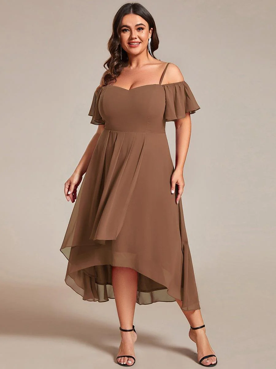 ever JORDANE|Off-Shoulder High-Low Chiffon Wedding Guest Dresses with Short Sleeves - Image 98