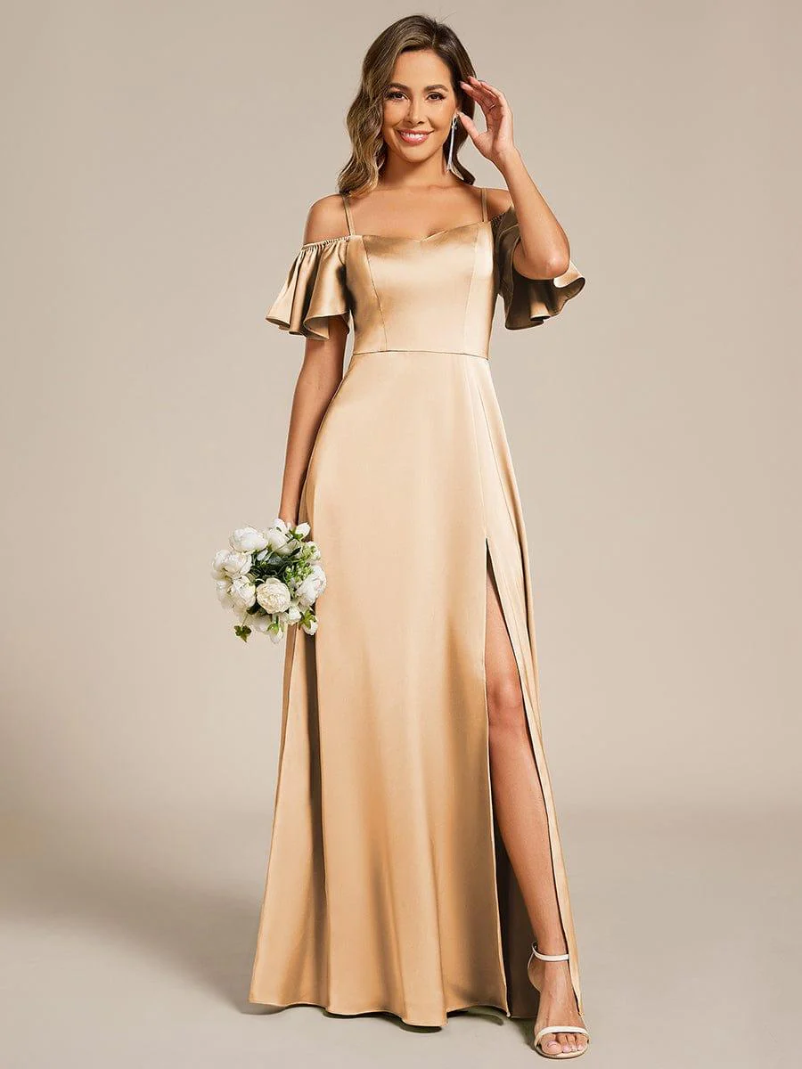 ever AUBREE|Off Shoulder Maxi Satin Bridesmaid Dress - Image 6