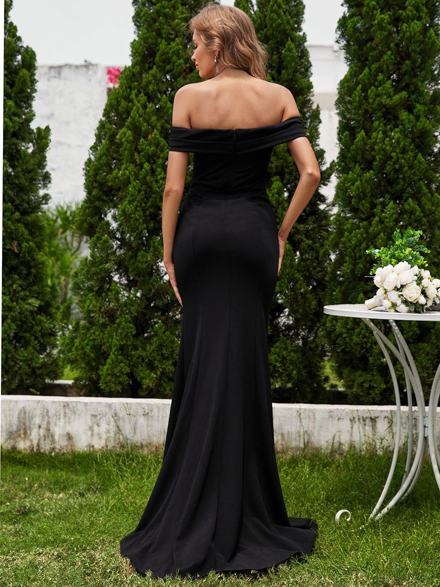 Off Shoulder Pleated Mermaid Wedding Dress with High Slit - Image 7