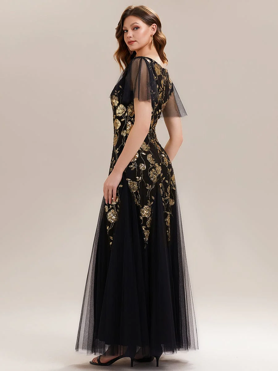 ever ORLA|Patchwork Sequin Ruffle Sleeve Dress - Image 4