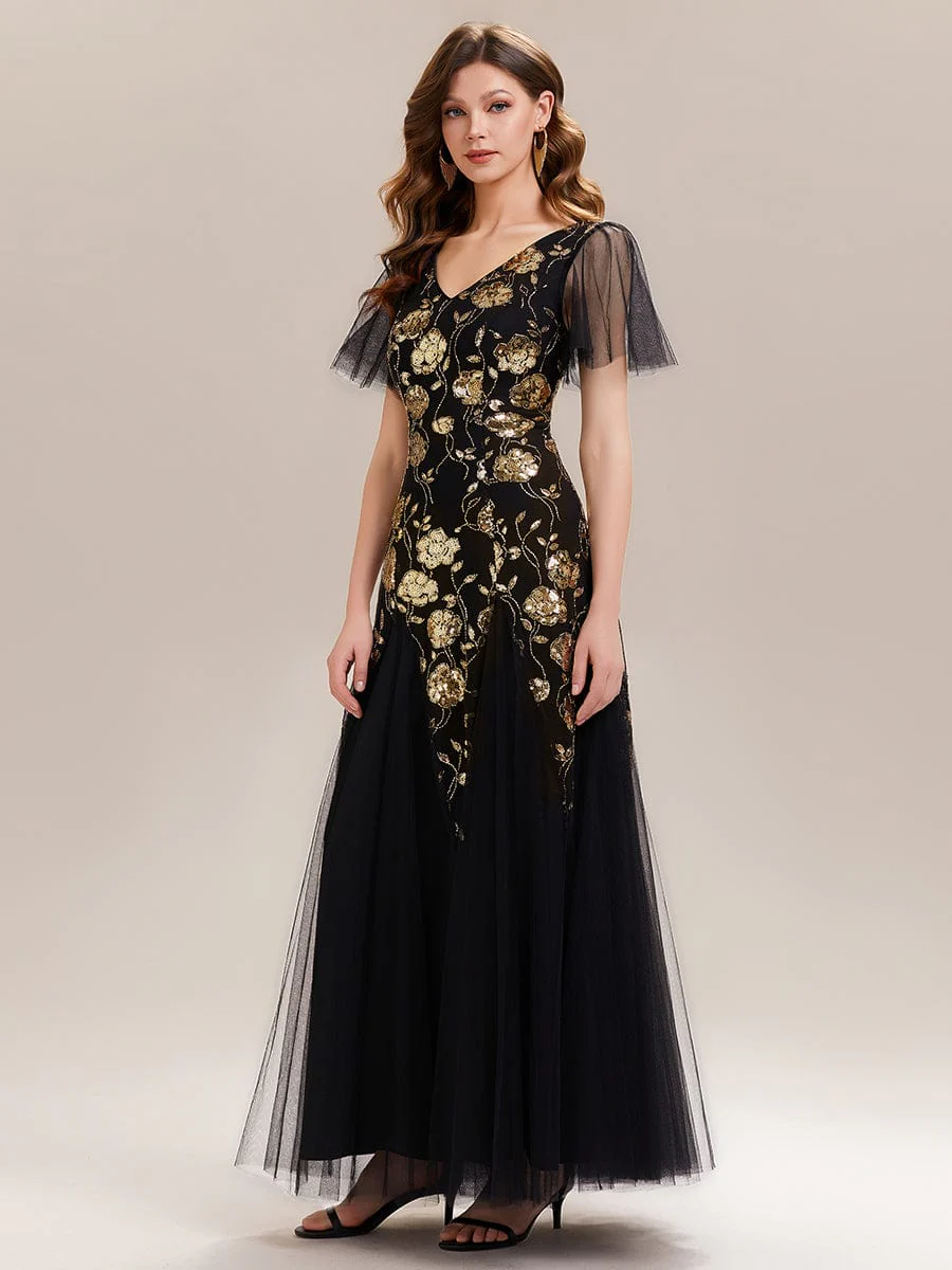 ever ORLA|Patchwork Sequin Ruffle Sleeve Dress - Image 5