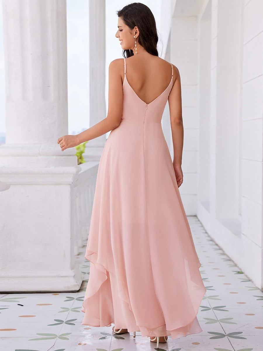 ever CLEMENT|Pearl-Embellished Waist Ruffled V-Neck Sleeveless Chiffon Bridesmaid Dress - Image 12