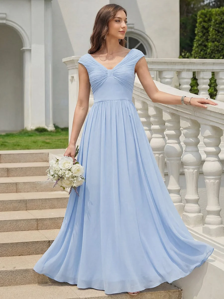ever NEMI|Pleated Chiffon Cap Sleeve Dress