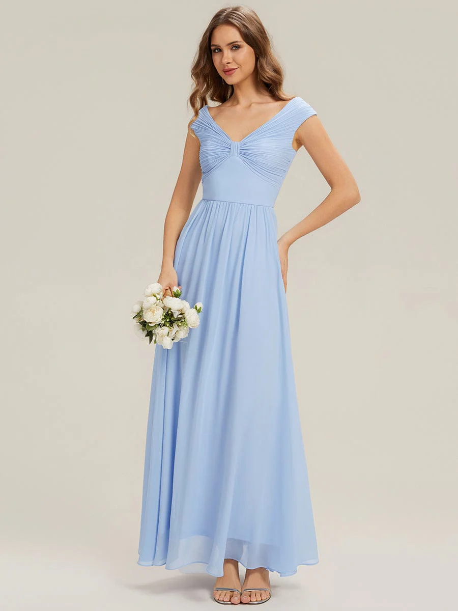 ever NEMI|Pleated Chiffon Cap Sleeve Dress - Image 3