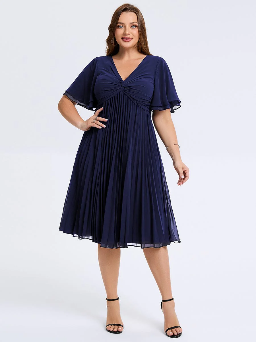 pretty TALIENNE|Plus Size Pleated Midi Wedding Guest Dress - Image 16