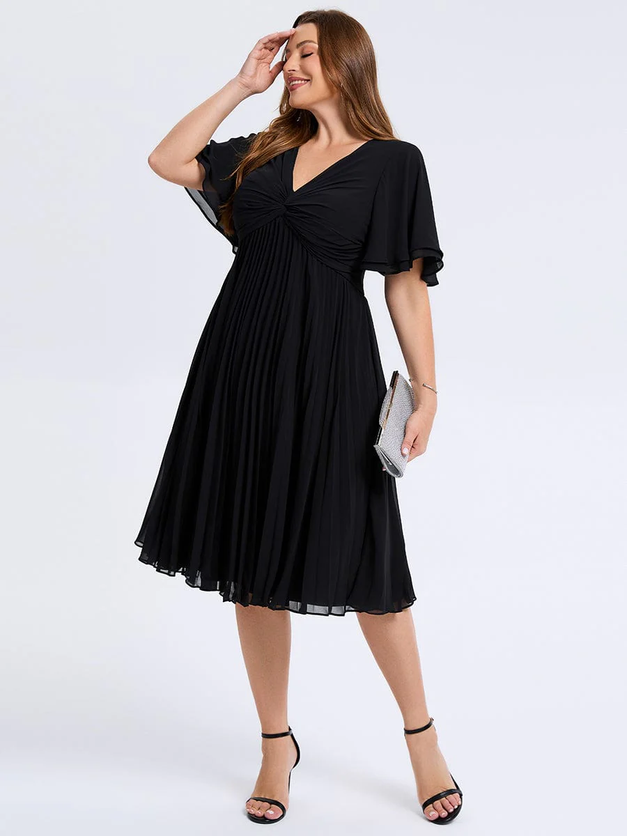 pretty TALIENNE|Plus Size Pleated Midi Wedding Guest Dress - Image 4