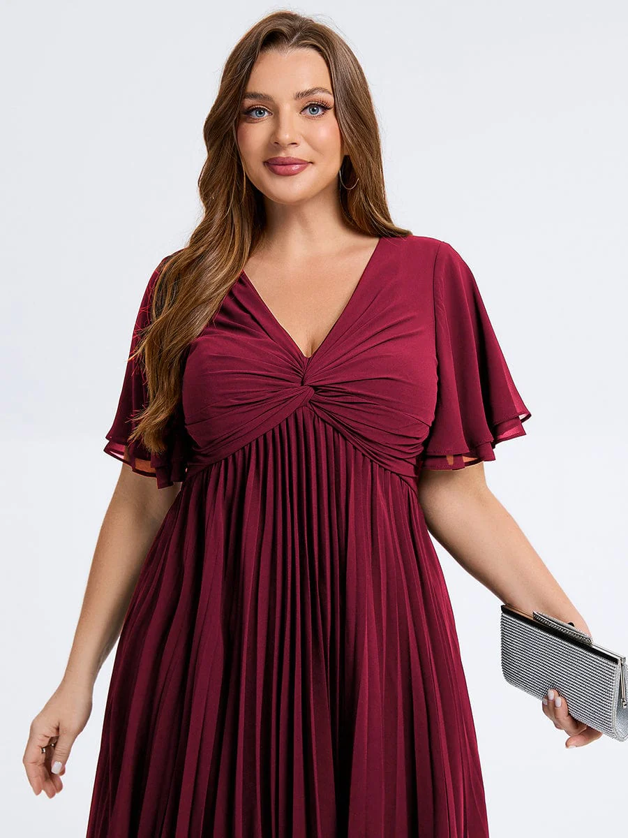 pretty TALIENNE|Plus Size Pleated Midi Wedding Guest Dress - Image 8