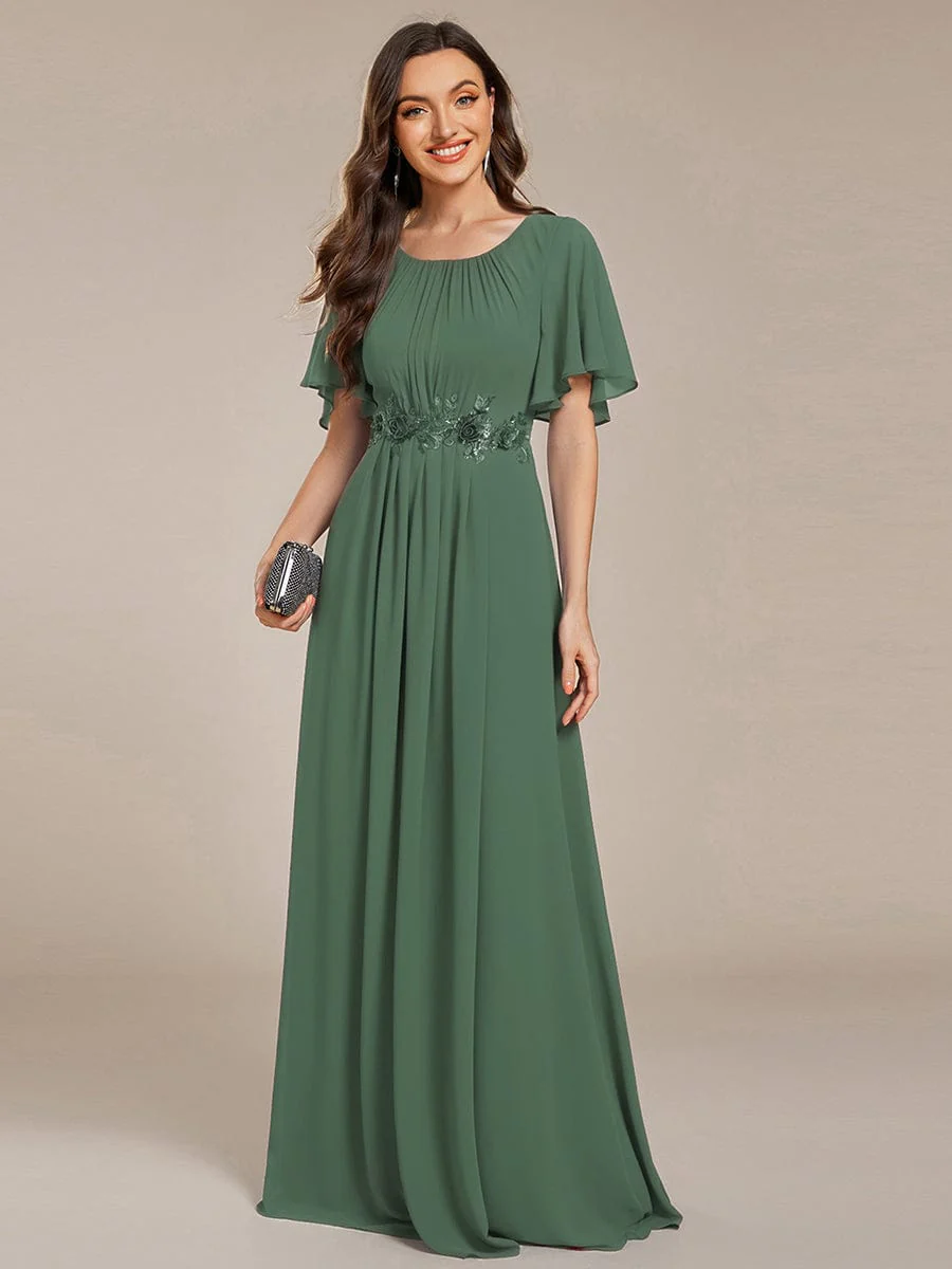 ever ASPYN|Pleated Short Sleeve Ruffled Maxi Evening Dress - Image 111