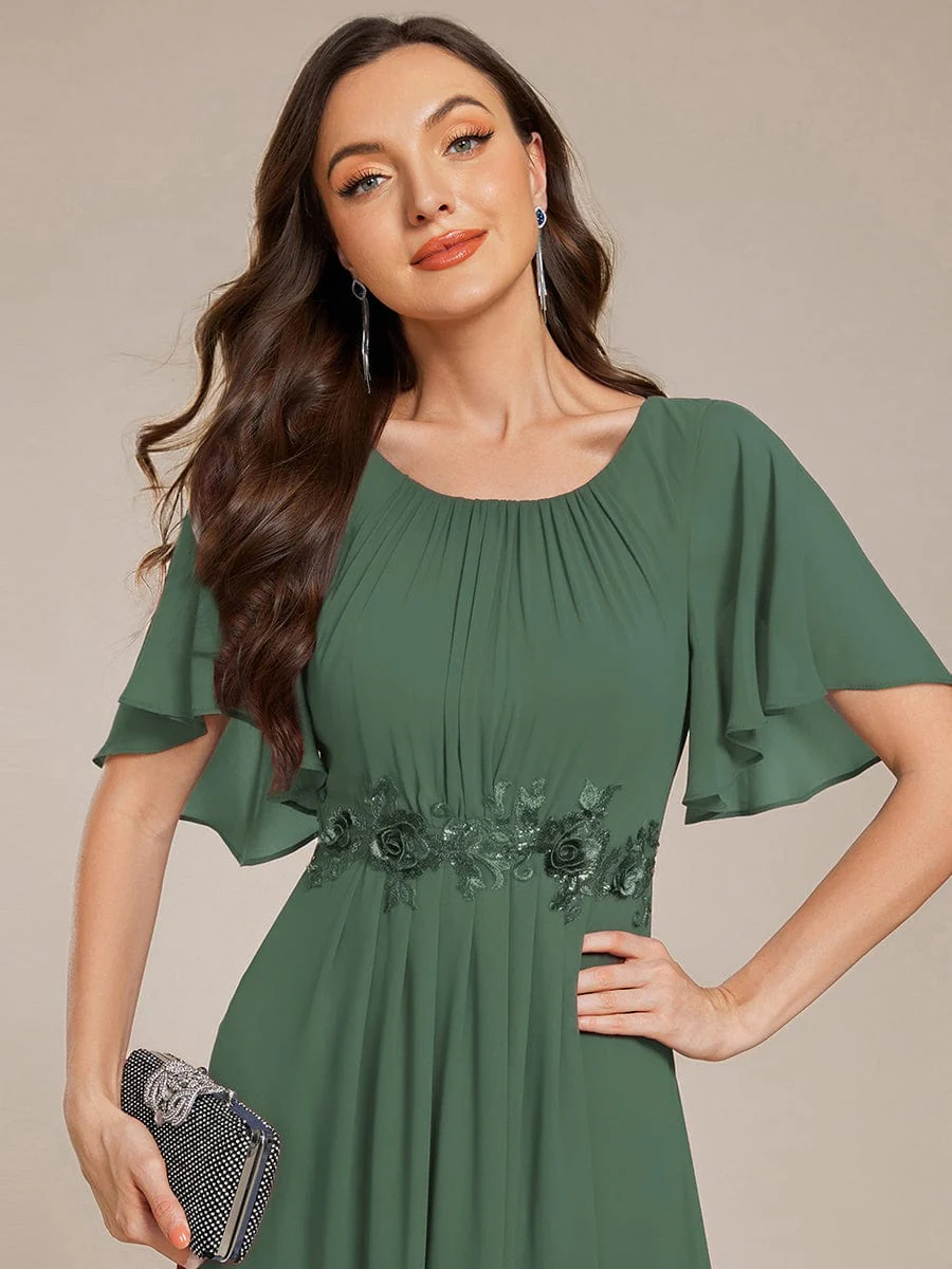 ever ASPYN|Pleated Short Sleeve Ruffled Maxi Evening Dress - Image 113