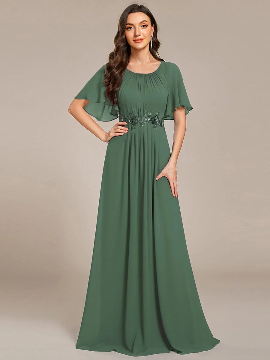 ever ASPYN|Pleated Short Sleeve Ruffled Maxi Evening Dress - Image 114