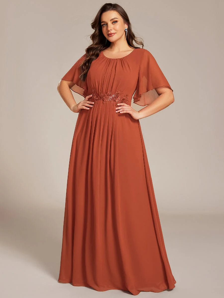ever ASPYN|Pleated Short Sleeve Ruffled Maxi Evening Dress - Image 126