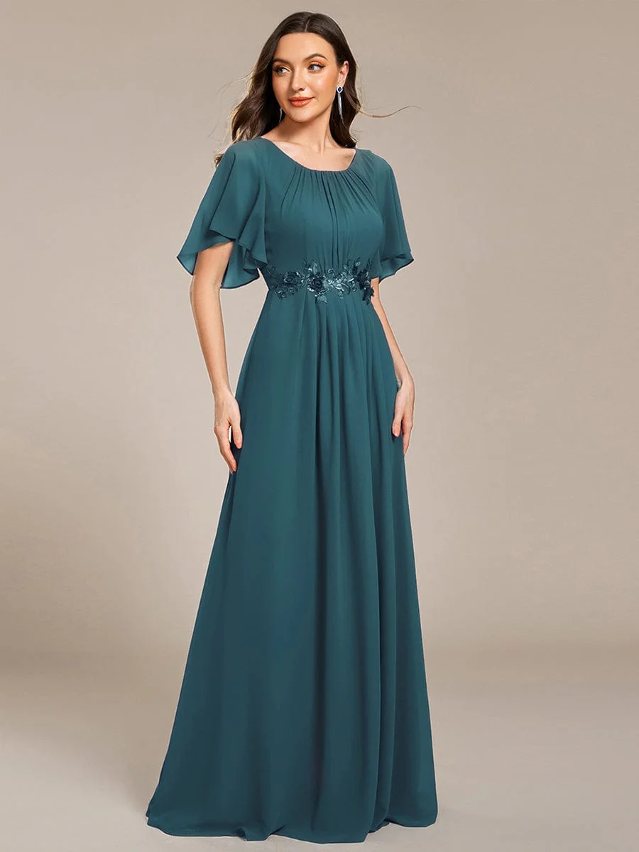 ever ASPYN|Pleated Short Sleeve Ruffled Maxi Evening Dress - Image 132
