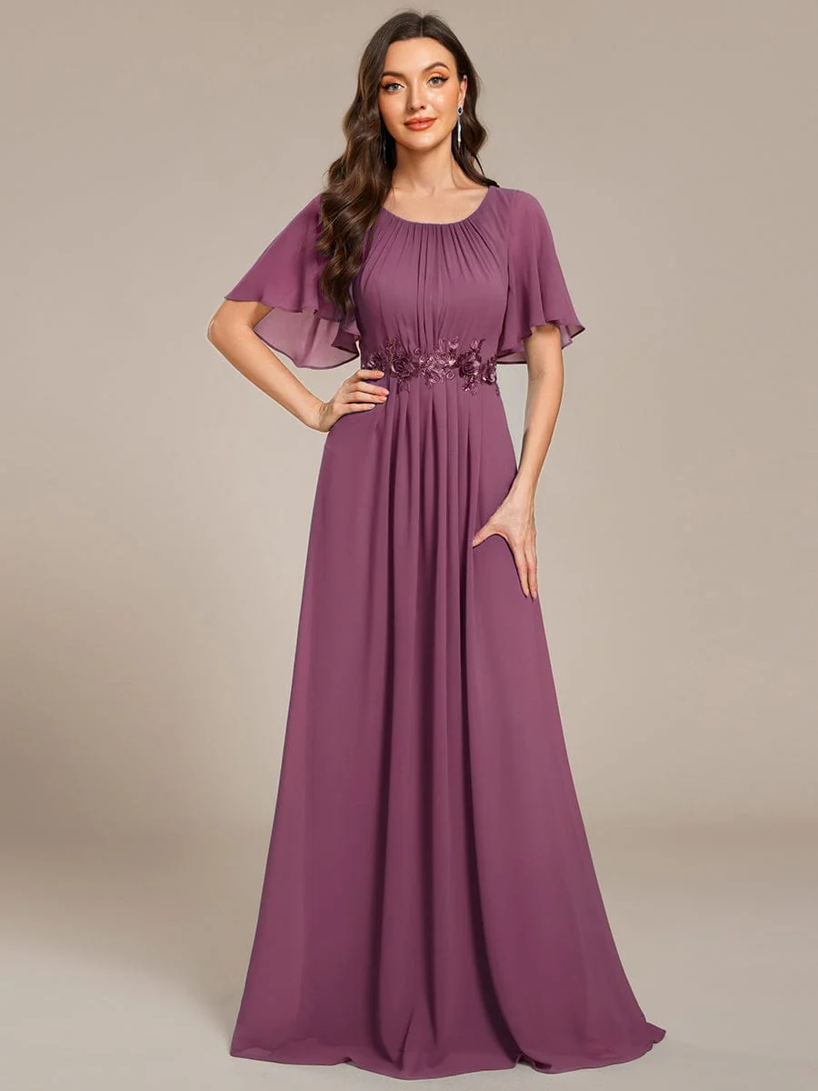 ever ASPYN|Pleated Short Sleeve Ruffled Maxi Evening Dress - Image 152