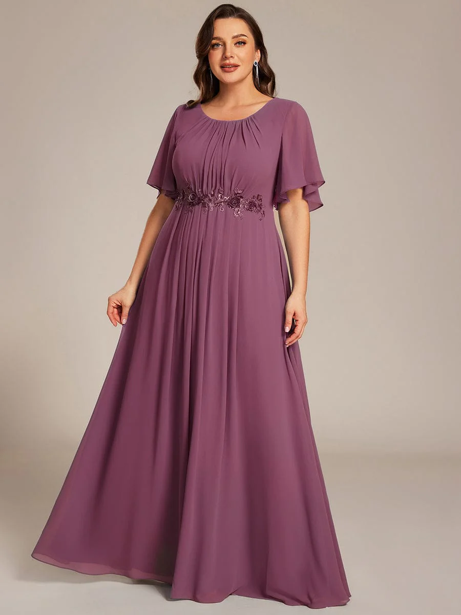 ever ASPYN|Pleated Short Sleeve Ruffled Maxi Evening Dress - Image 156