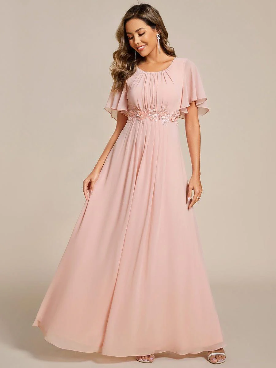 ever ASPYN|Pleated Short Sleeve Ruffled Maxi Evening Dress - Image 35