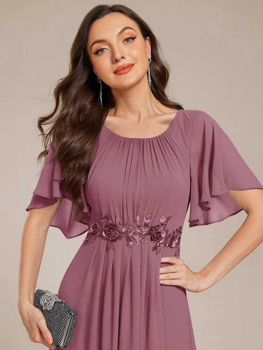 ever ASPYN|Pleated Short Sleeve Ruffled Maxi Evening Dress - Image 63