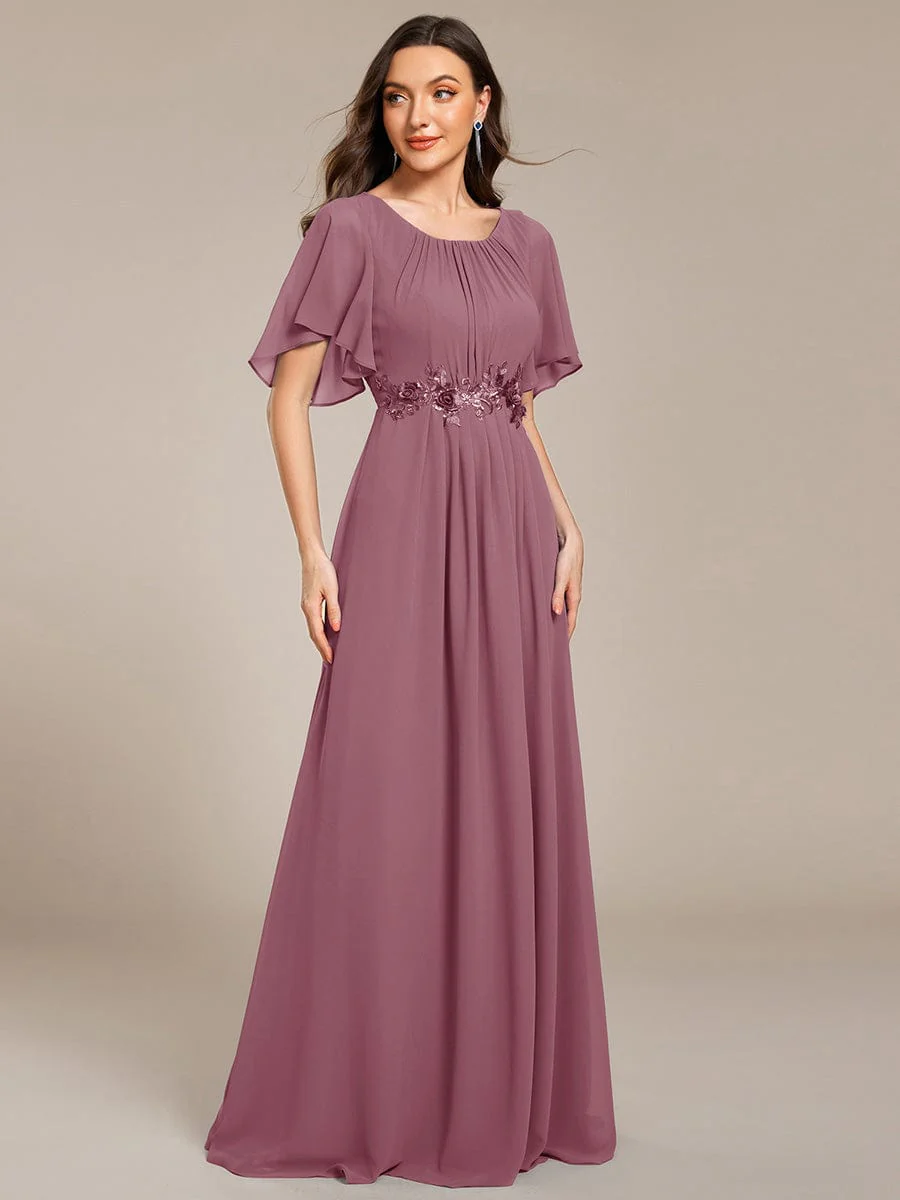 ever ASPYN|Pleated Short Sleeve Ruffled Maxi Evening Dress - Image 64