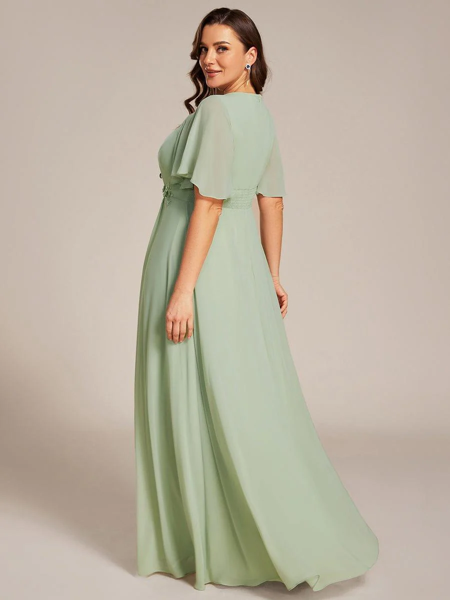 ever ASPYN|Pleated Short Sleeve Ruffled Maxi Evening Dress - Image 7