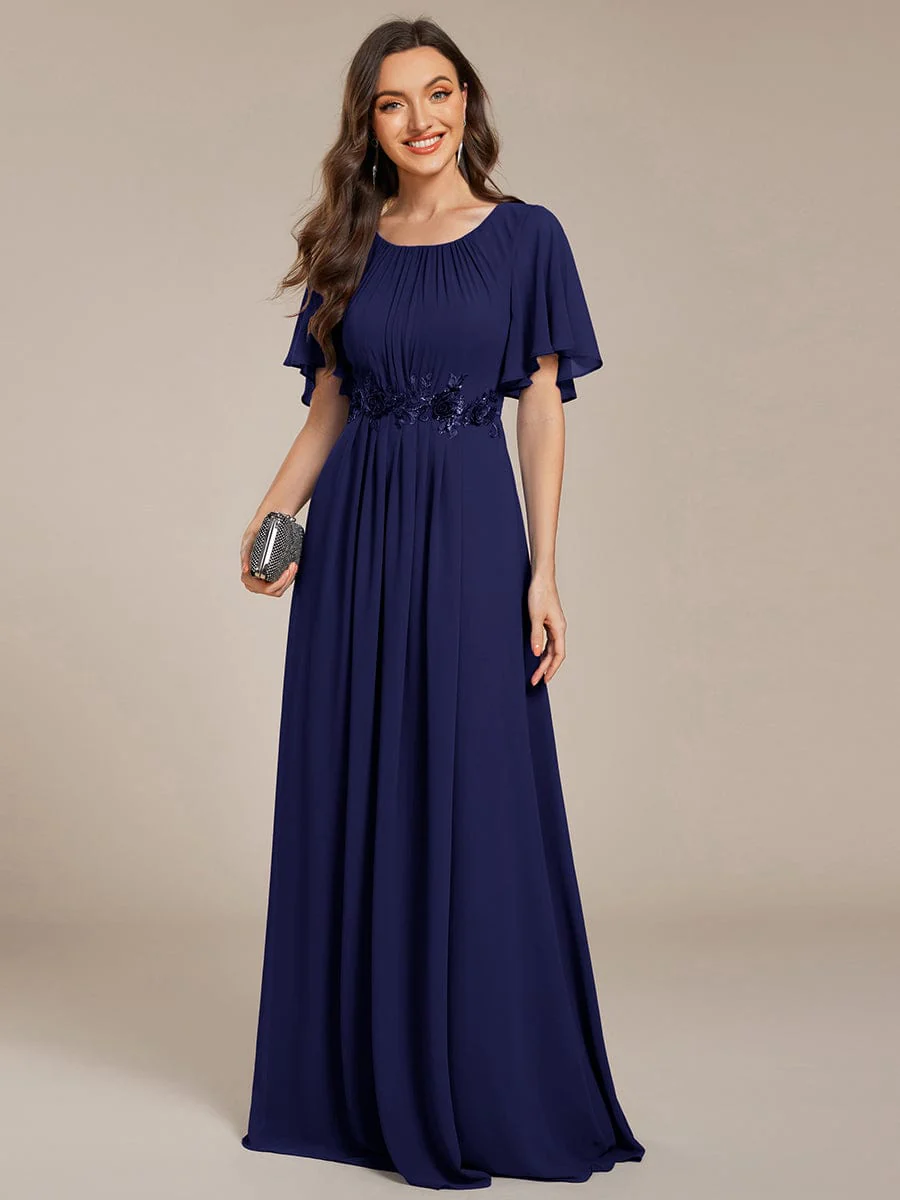 ever ASPYN|Pleated Short Sleeve Ruffled Maxi Evening Dress - Image 81