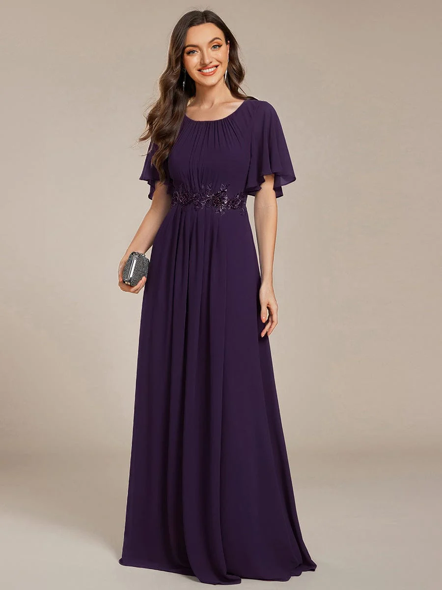 ever ASPYN|Pleated Short Sleeve Ruffled Maxi Evening Dress - Image 91