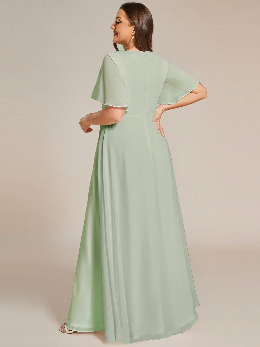 pretty IVYROSE|Plus Size Applique Short Sleeve A-Line Chiffon Evening Dress - Image 41
