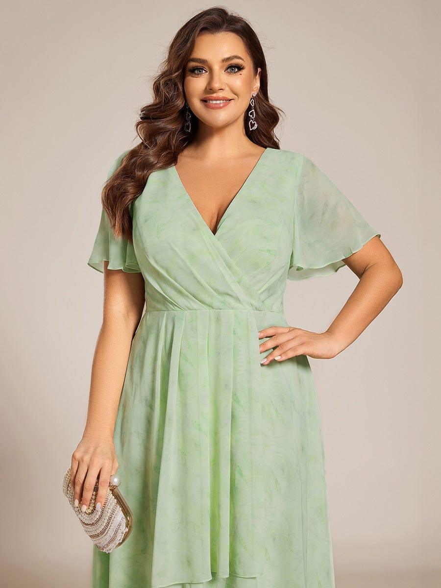 pretty LARK|Plus Size Chiffon Short Sleeve High-Low Wedding Guest Dress - Image 98