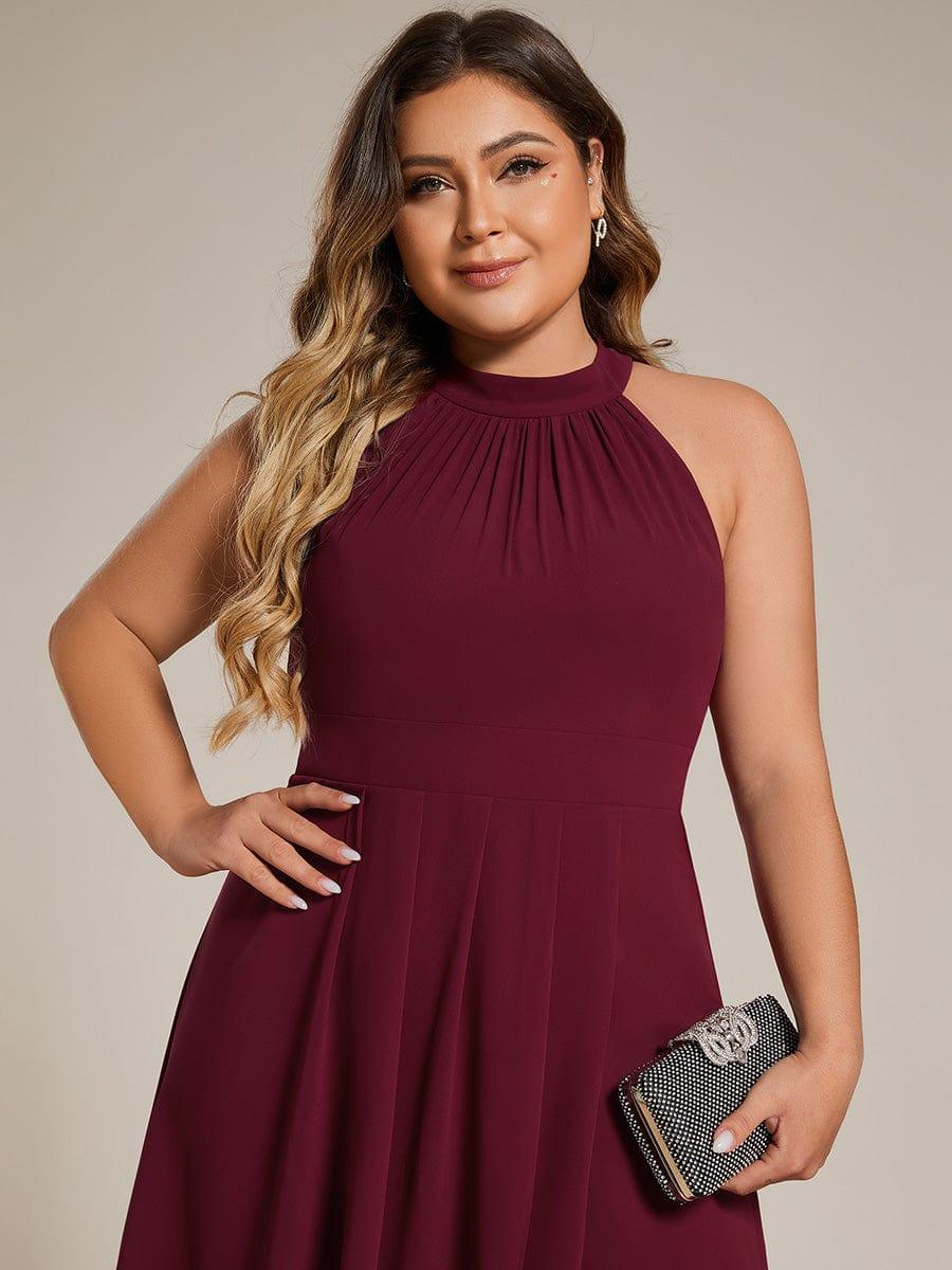 pretty POSIE|Plus Size Chiffon Sleeveless Halter Neck Midi Wedding Guest Dress - Image 11