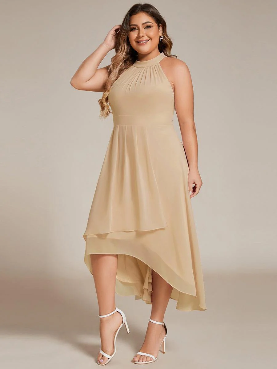 pretty POSIE|Plus Size Chiffon Sleeveless Halter Neck Midi Wedding Guest Dress - Image 30