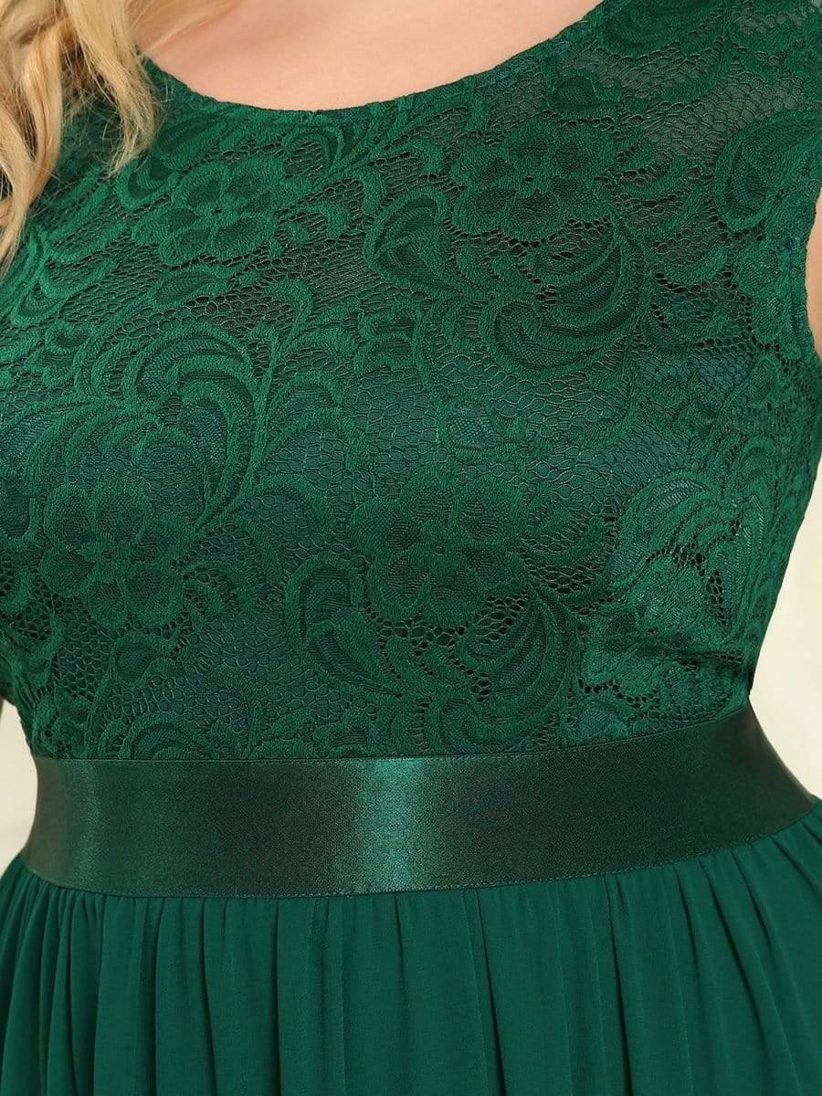 Plus Size Classic Round Neck V Back A-Line Chiffon Bridesmaid Dresses with Lace(Final Sale) - Image 9