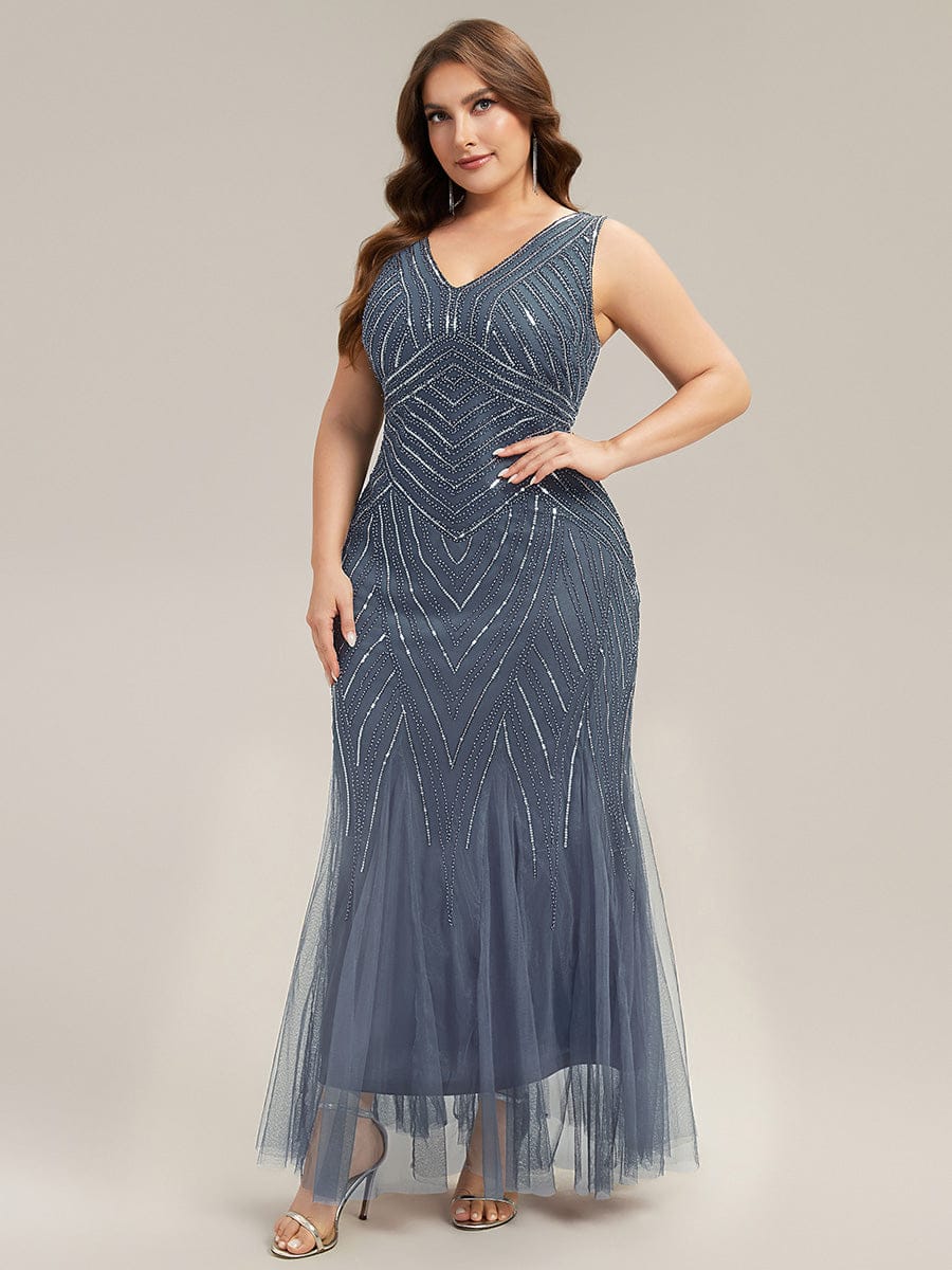 pretty GLAMOUR|Plus Size Deep V-Neck Sequin Sleeveless Dress - Image 13