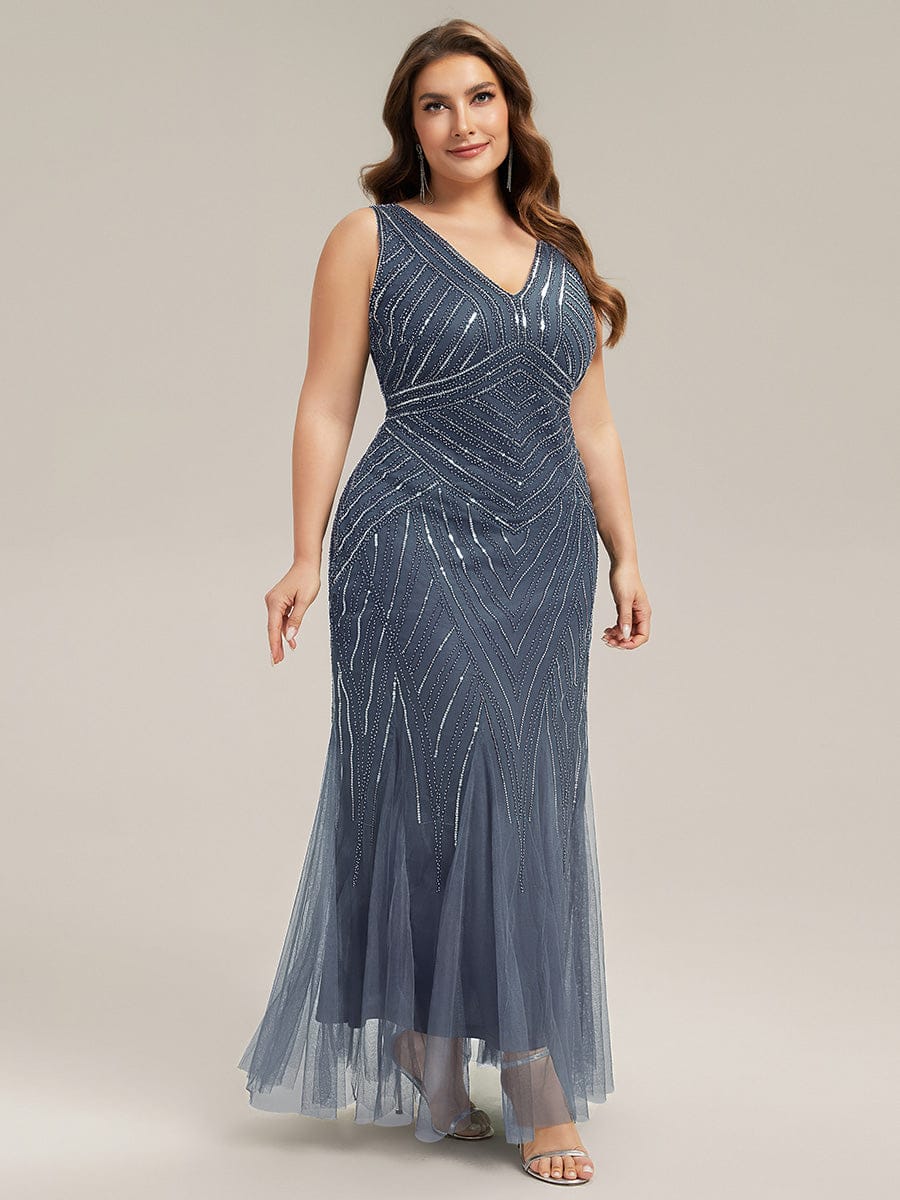 pretty GLAMOUR|Plus Size Deep V-Neck Sequin Sleeveless Dress - Image 14