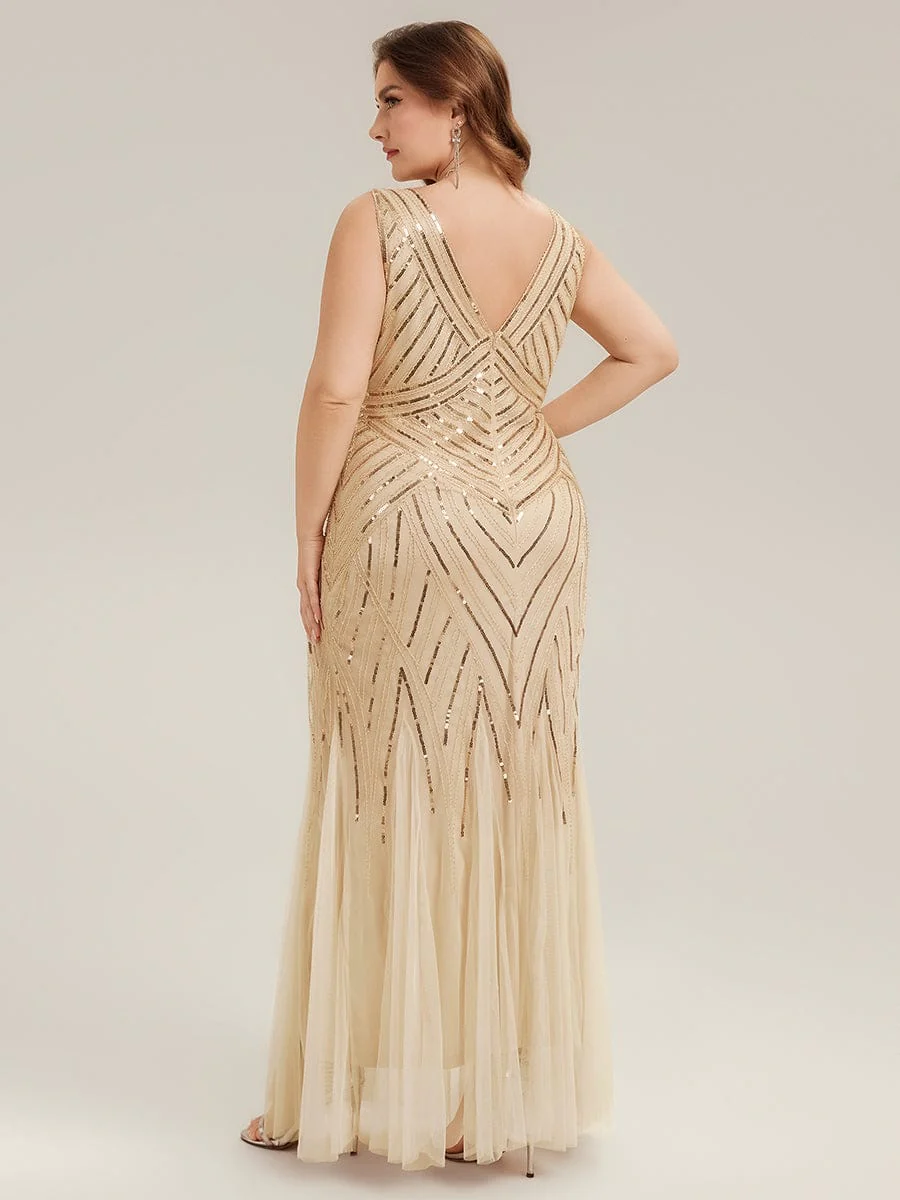 pretty GLAMOUR|Plus Size Deep V-Neck Sequin Sleeveless Dress - Image 16