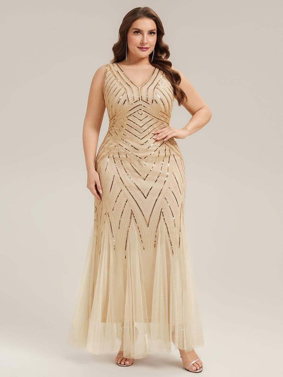 pretty GLAMOUR|Plus Size Deep V-Neck Sequin Sleeveless Dress - Image 21