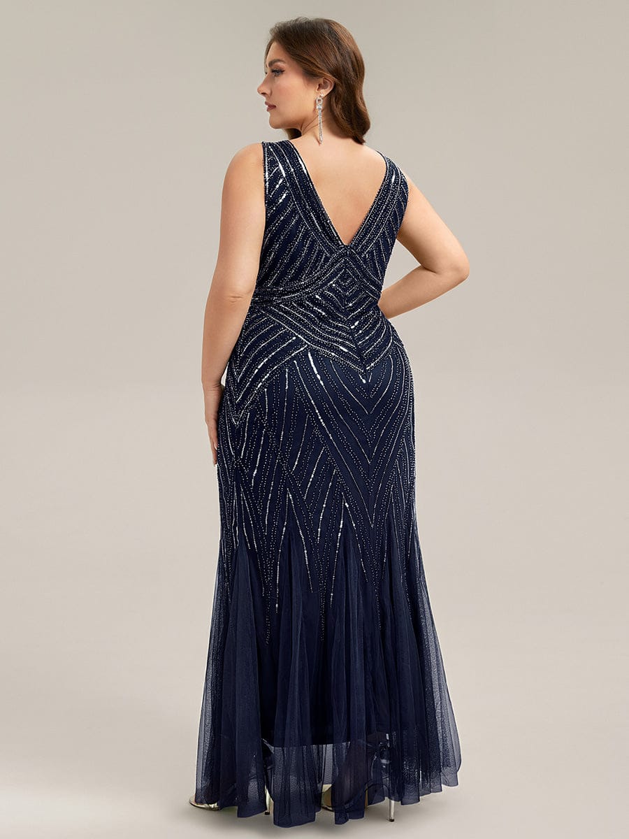 pretty GLAMOUR|Plus Size Deep V-Neck Sequin Sleeveless Dress - Image 23