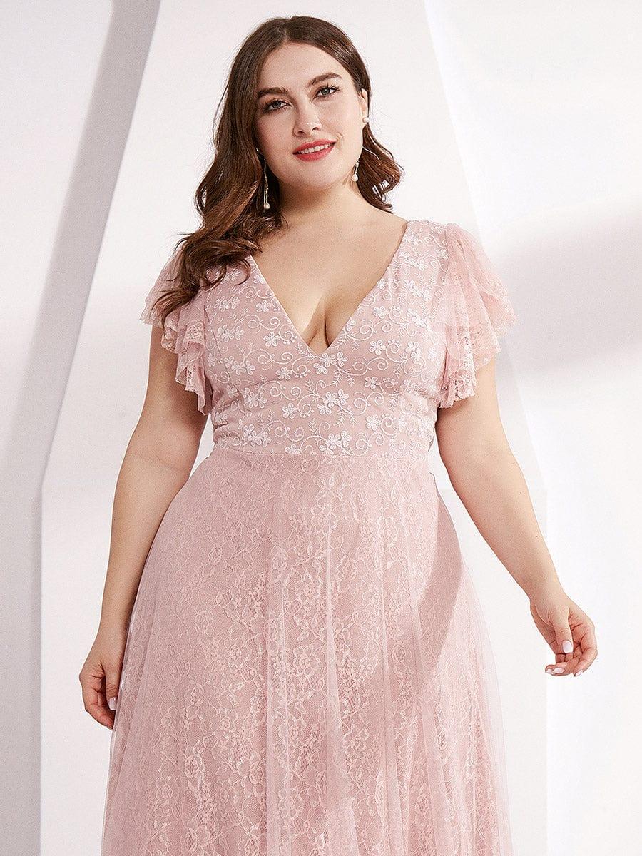 Maxi Long Plus Size Lace Evening Dresses with Ruffle Sleeves - Image 11