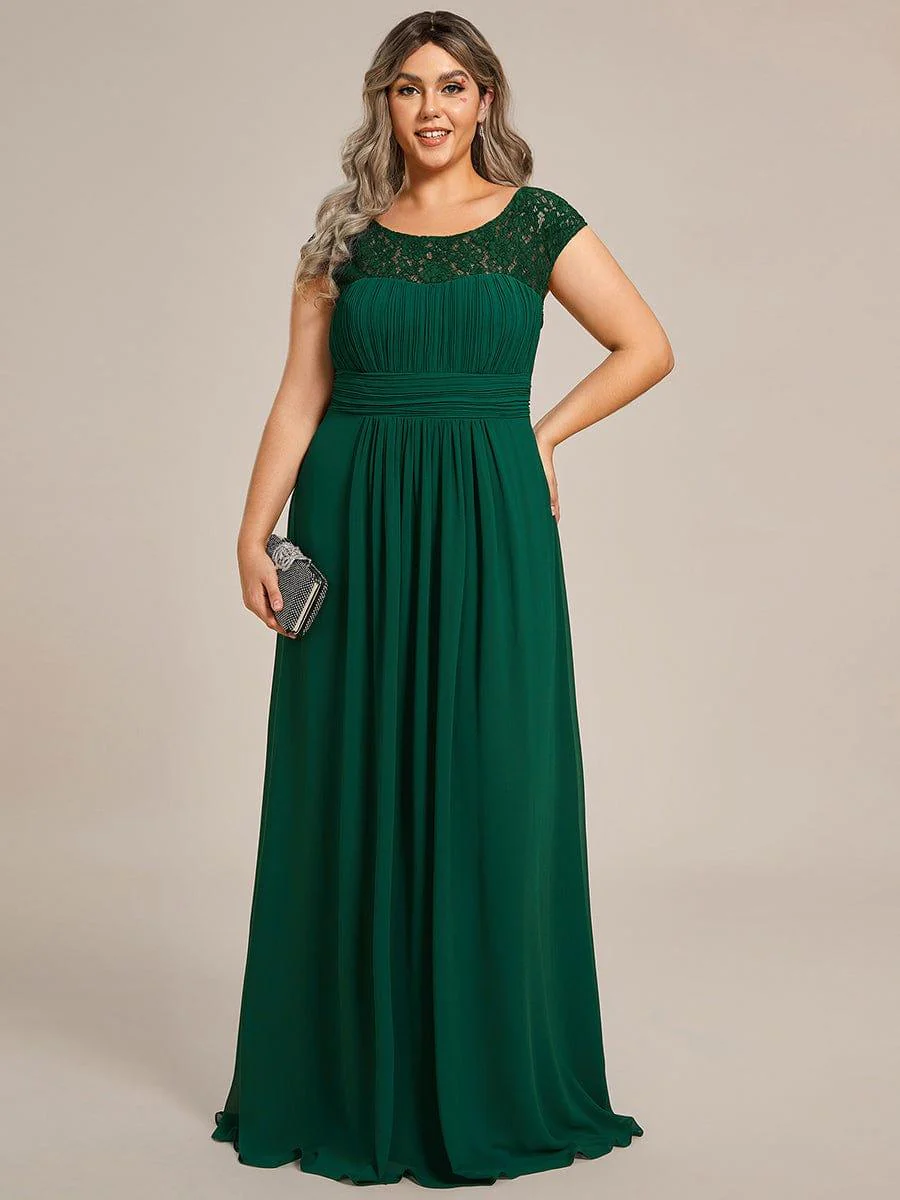 Plus Size Elegant Lace Chiffon Maxi Bridesmaid Dress - Image 20