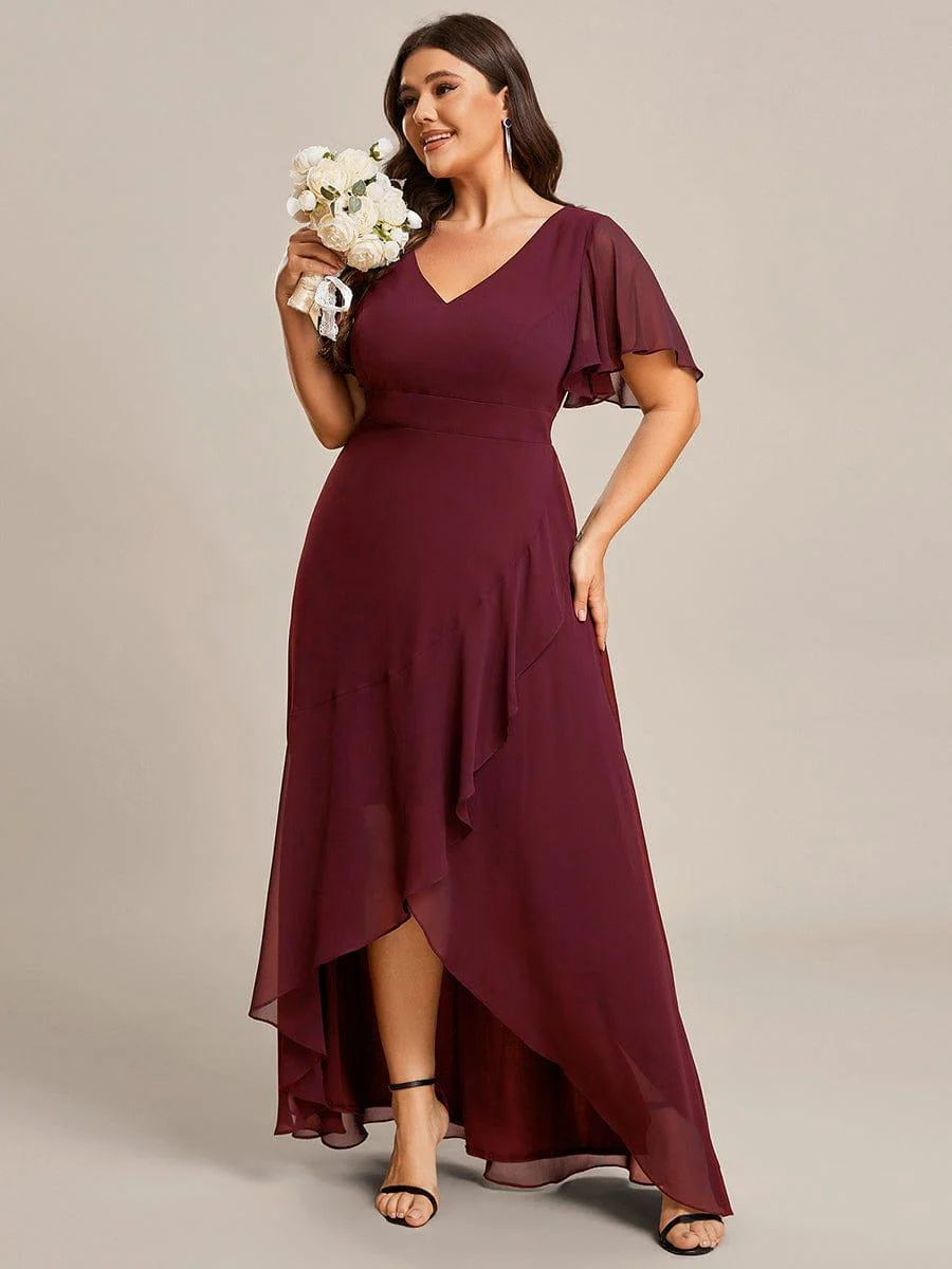 pretty OREE|Plus Size Elegant Lotus Sleeves Chiffon Bridesmaid Dress(Final Sale) - Image 2