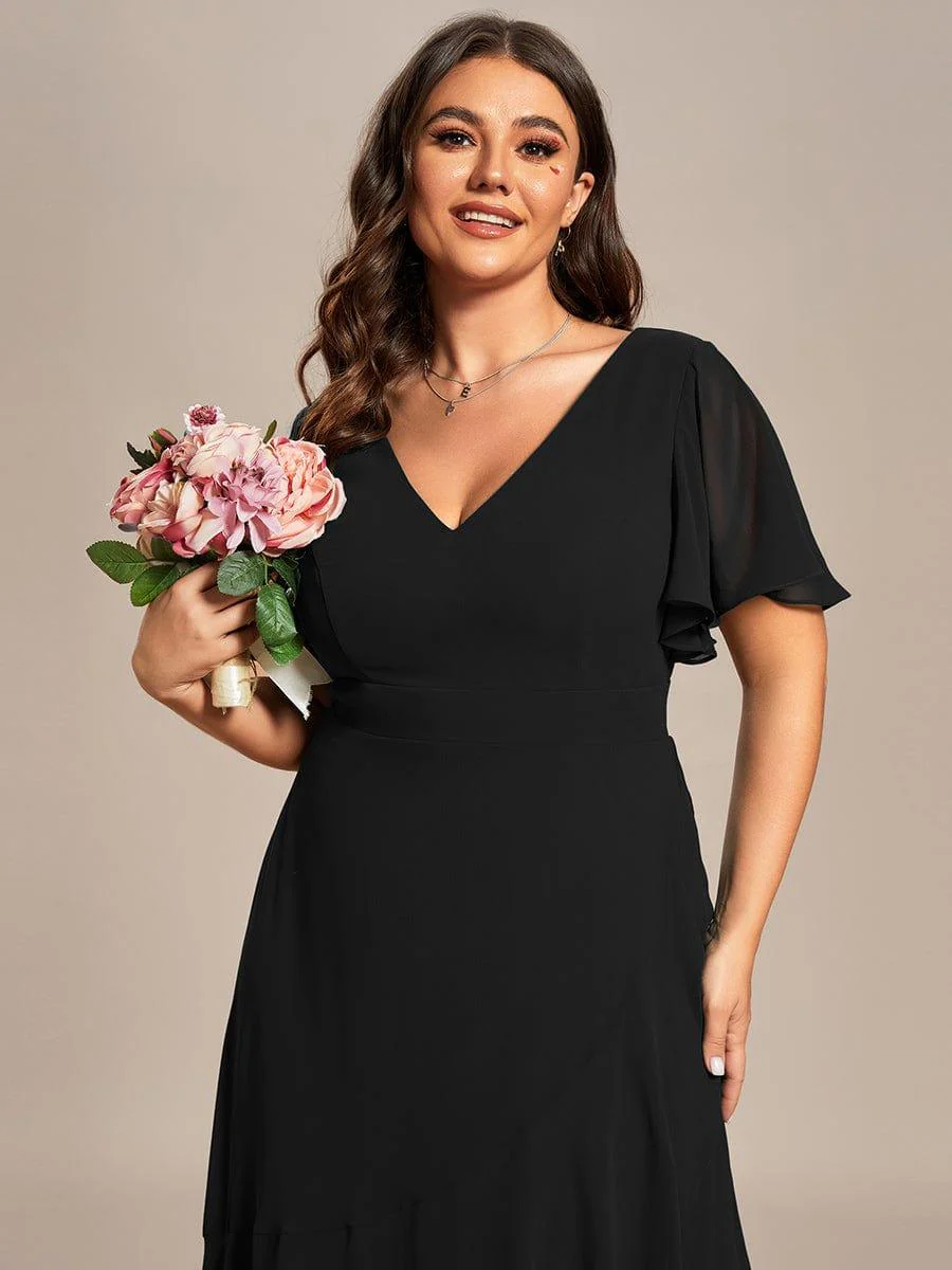 pretty OREE|Plus Size Elegant Lotus Sleeves Chiffon Bridesmaid Dress(Final Sale) - Image 28