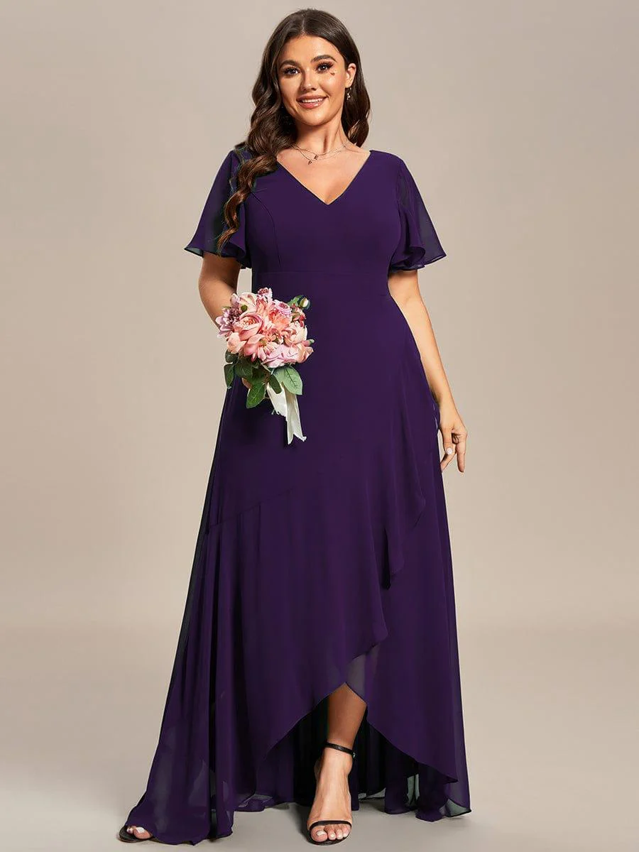 pretty OREE|Plus Size Elegant Lotus Sleeves Chiffon Bridesmaid Dress(Final Sale) - Image 40