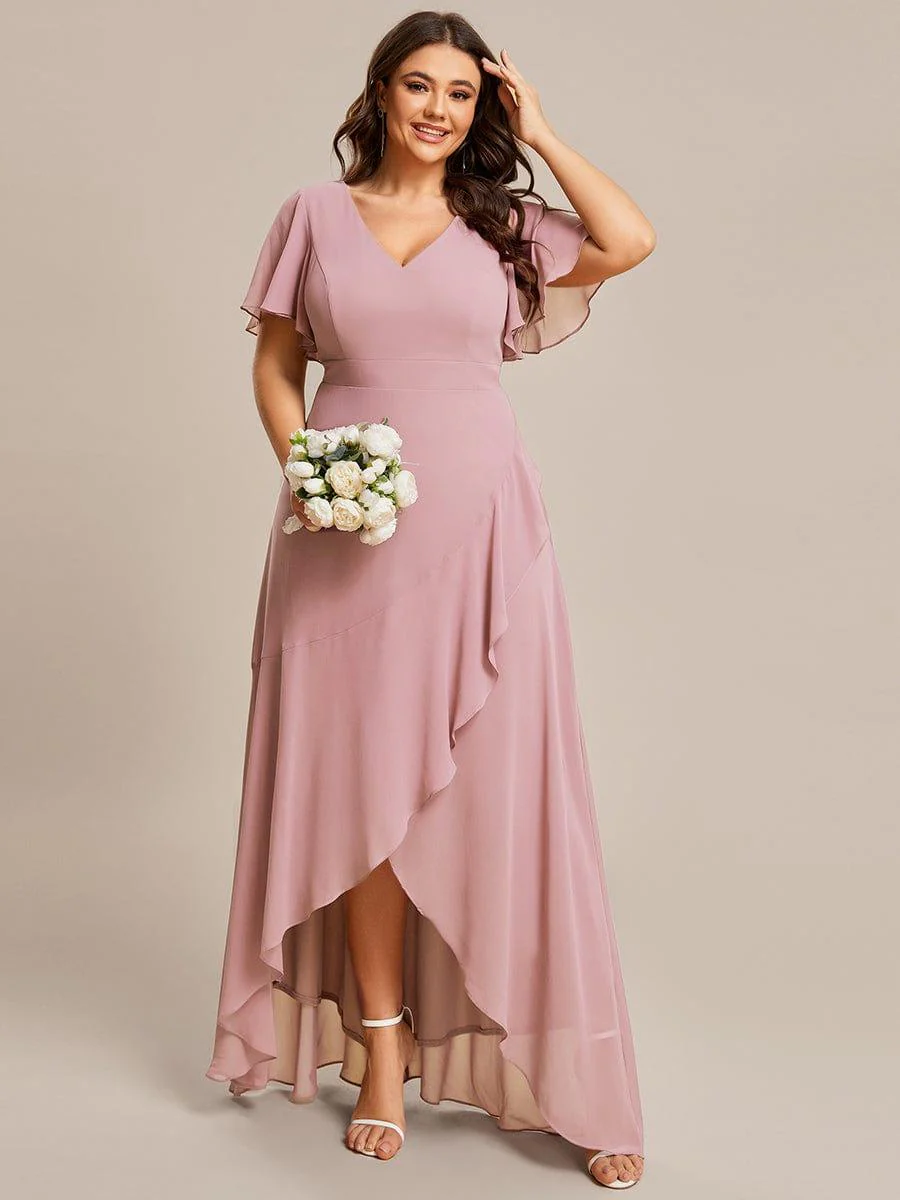 pretty OREE|Plus Size Elegant Lotus Sleeves Chiffon Bridesmaid Dress(Final Sale) - Image 89