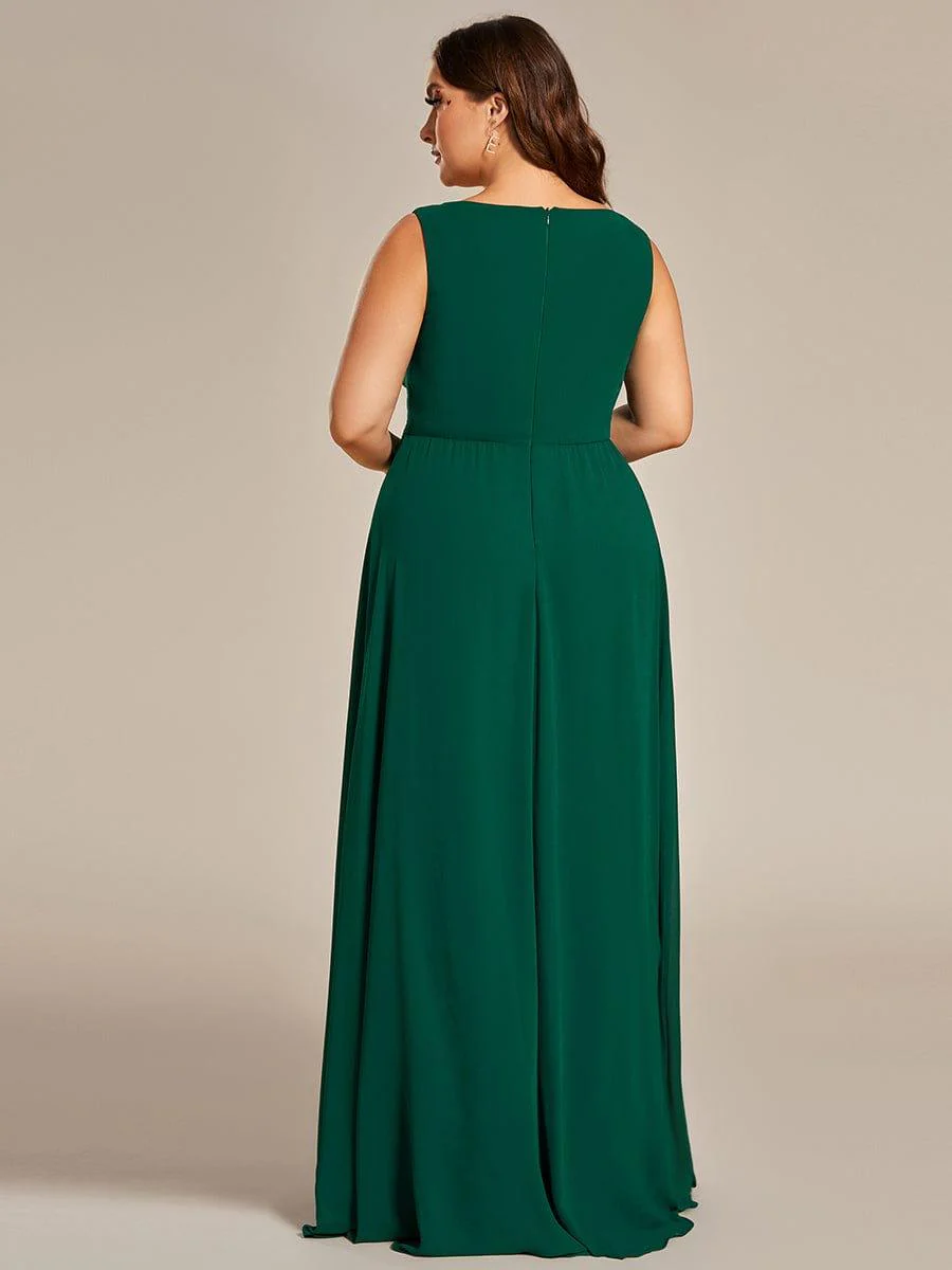 Plus Size Floral Applique Sleeveless Chiffon Formal Evening Dress(Final Sale) - Image 12