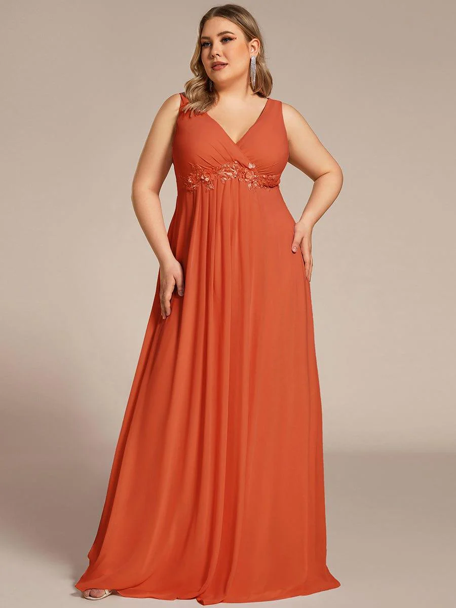 Plus Size Floral Applique Sleeveless Chiffon Formal Evening Dress(Final Sale) - Image 20