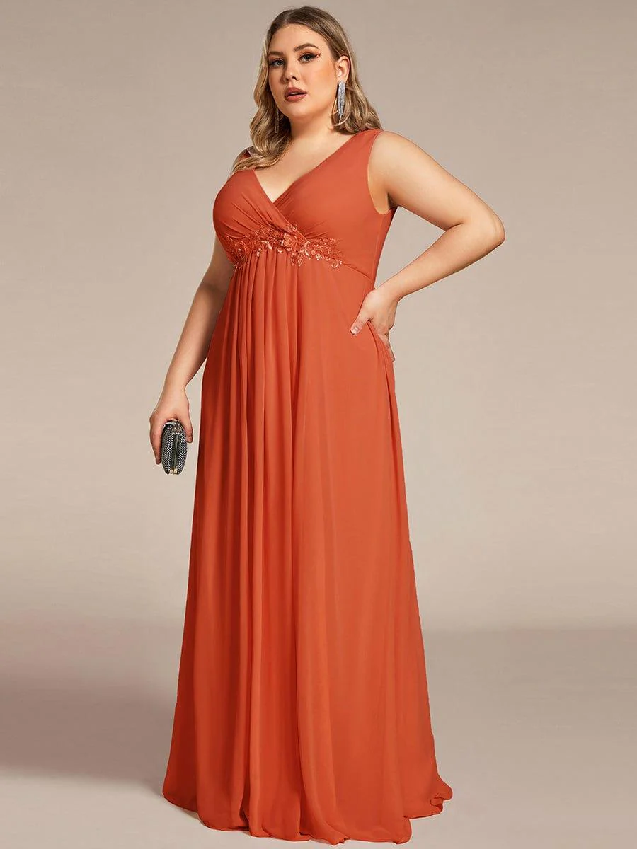 Plus Size Floral Applique Sleeveless Chiffon Formal Evening Dress(Final Sale) - Image 24