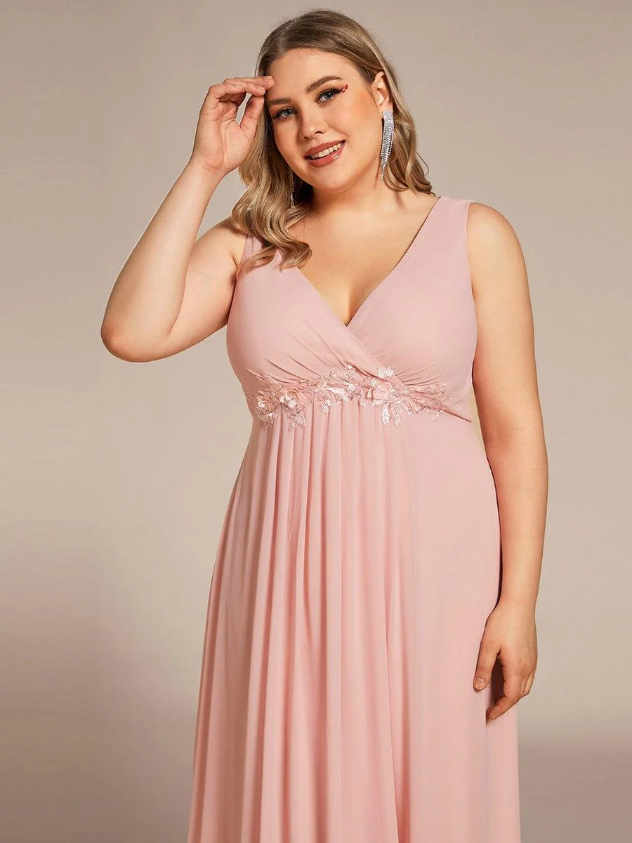 Plus Size Floral Applique Sleeveless Chiffon Formal Evening Dress(Final Sale) - Image 8