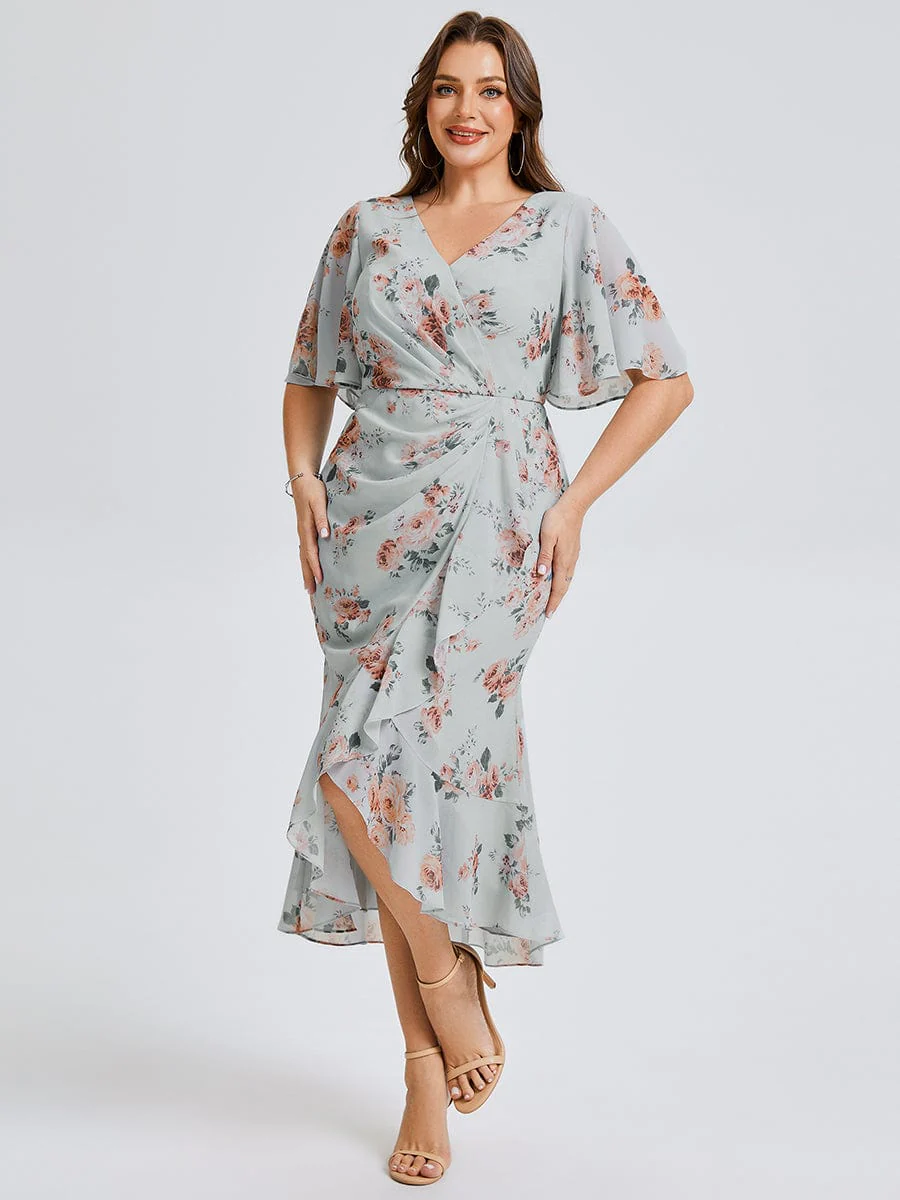 pretty FLORENCIA|Plus Size Floral Chiffon Wedding Guest Dress - Image 5