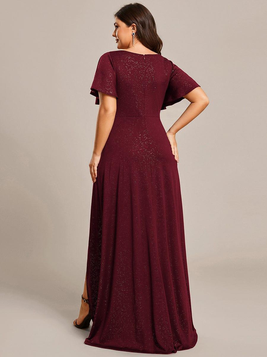 pretty MELODÉ|Plus Size Glittering High-Low Evening Dress with Flutter Sleeves - Image 11